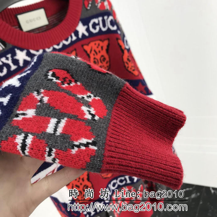 GUCCI古馳 19ss春夏 花卉環蛇虎頭提花毛衣 男女同款 ydi2508